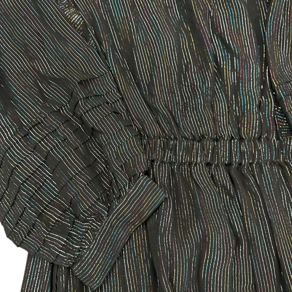NEW CIEBON Metallic Rainbow Maxi Dress | Lame Statement Dress | 3/4 Sleeve | XS - Picture 9 of 10
